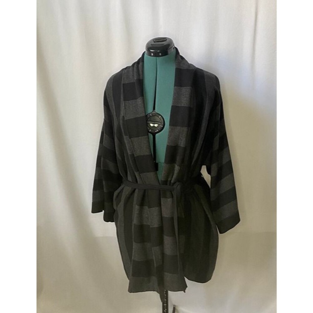 Eight Eight Eight women's black and grey striped long cardigan. Size large